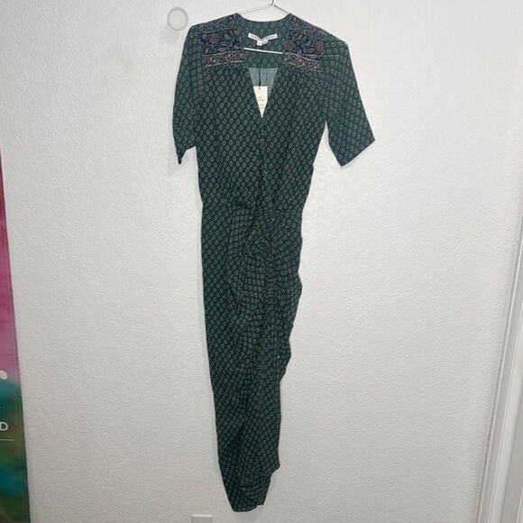 NWT Veronica Beard Mariposa Midi Dress Patterned Sea Glass Green Multi Size 0 - Picture 2 of 16